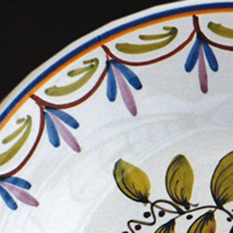 Plain Rim Plate with Antique Flowers 79 hand painted decoration