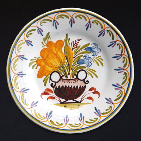 Plain Rim Plate with Antique Flowers 7 hand painted decoration