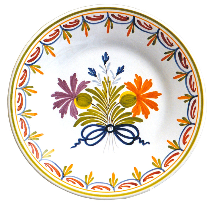Plain Rim Plate with Antique Flowers 87 hand painted decoration