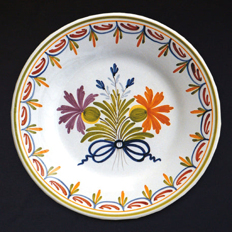 Plain Rim Plate with Antique Flowers 87 hand painted decoration