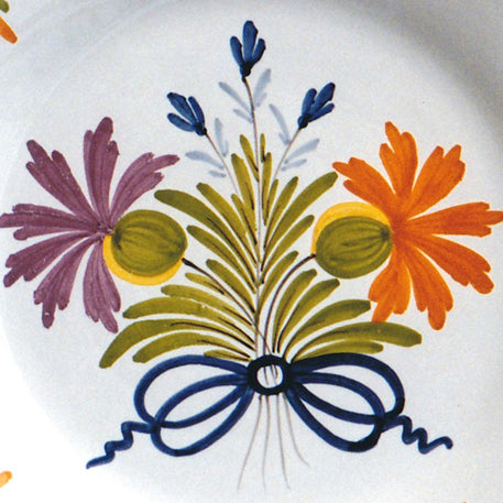 Plain Rim Plate with Antique Flowers 87 hand painted decoration
