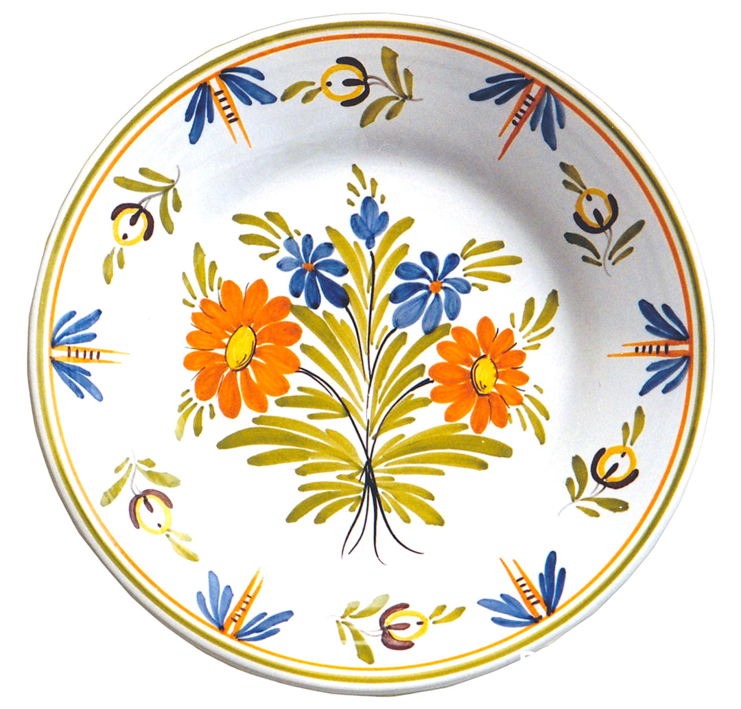 Plain Rim Plate with Antique Flowers 88 hand painted decoration