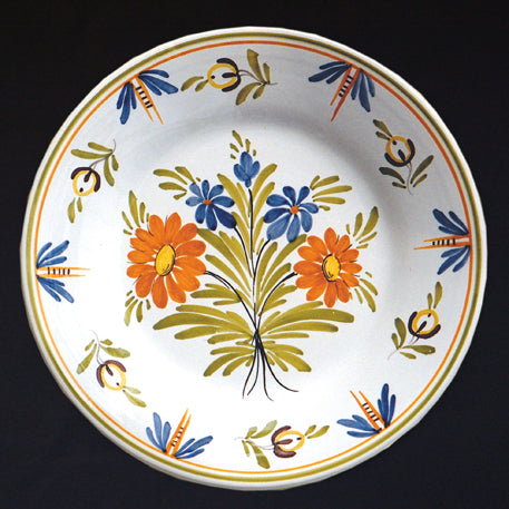 Plain Rim Plate with Antique Flowers 88 hand painted decoration