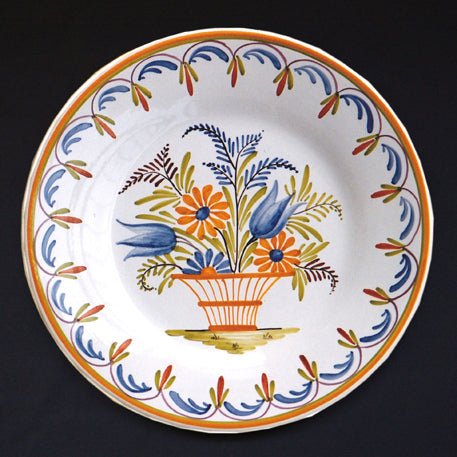 Plain Rim Plate with Antique Flowers 91 hand painted decoration