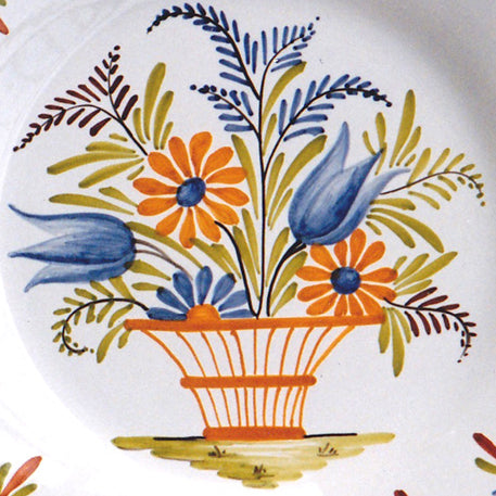 Plain Rim Plate with Antique Flowers 91 hand painted decoration
