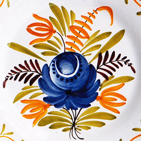 Plain Rim Plate with Antique Flowers 92 hand painted decoration