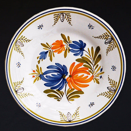 Plain Rim Plate with Antique Flowers 93 hand painted decoration