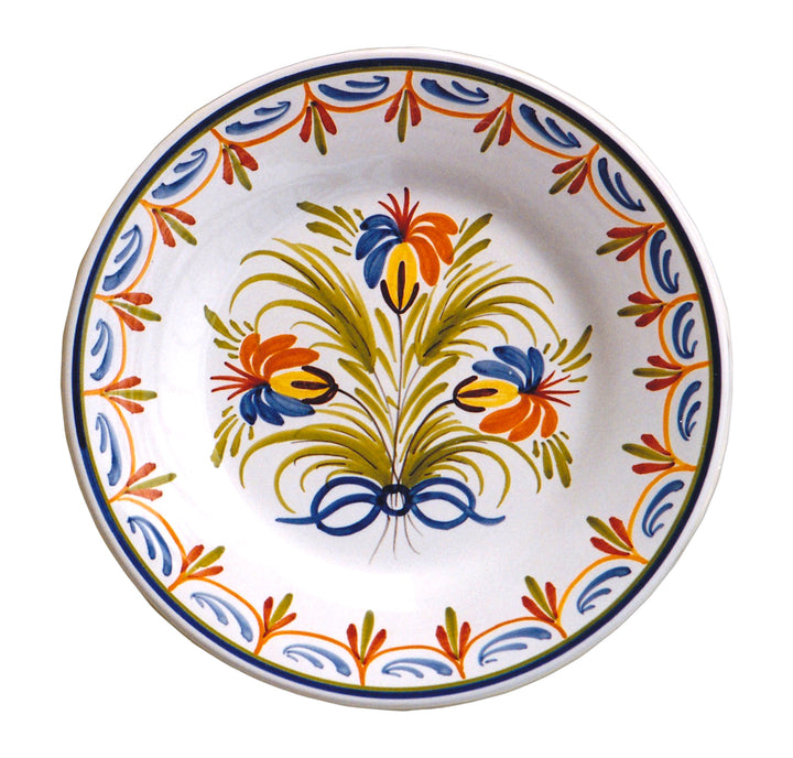 Plain Rim Plate with Antique Flowers 94 hand painted decoration