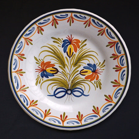 Plain Rim Plate with Antique Flowers 94 hand painted decoration