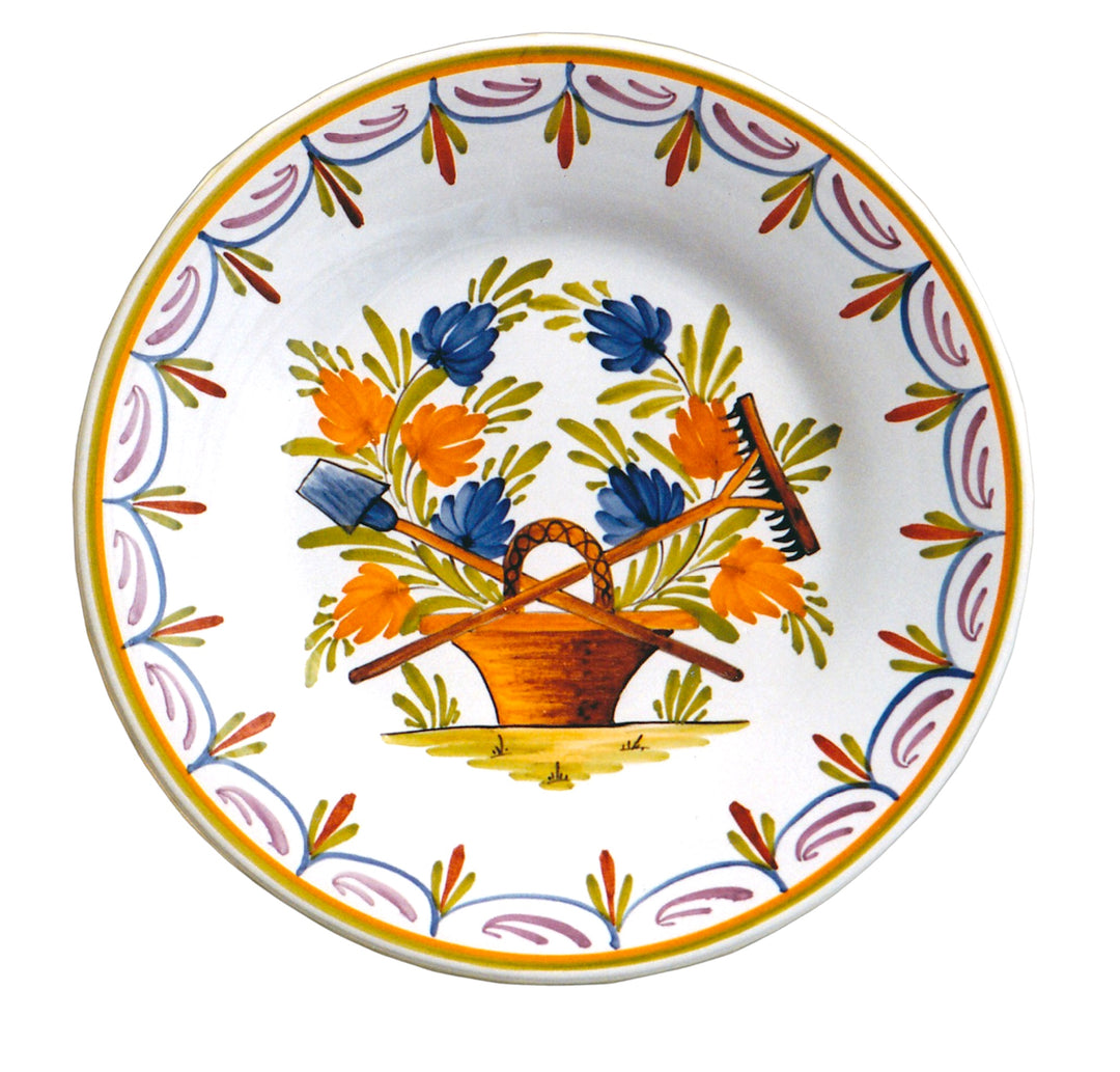 Plain Rim Plate with Antique Flowers 95 hand painted decoration