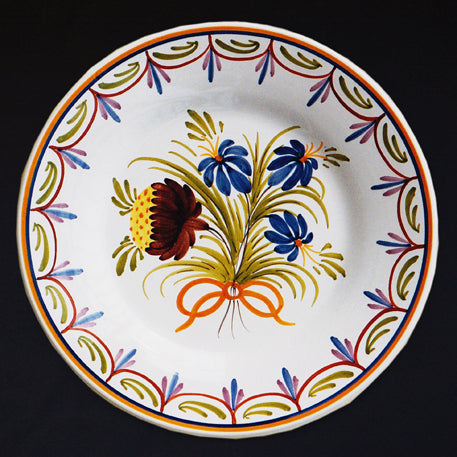 Plain Rim Plate with Antique Flowers 98 hand painted decoration