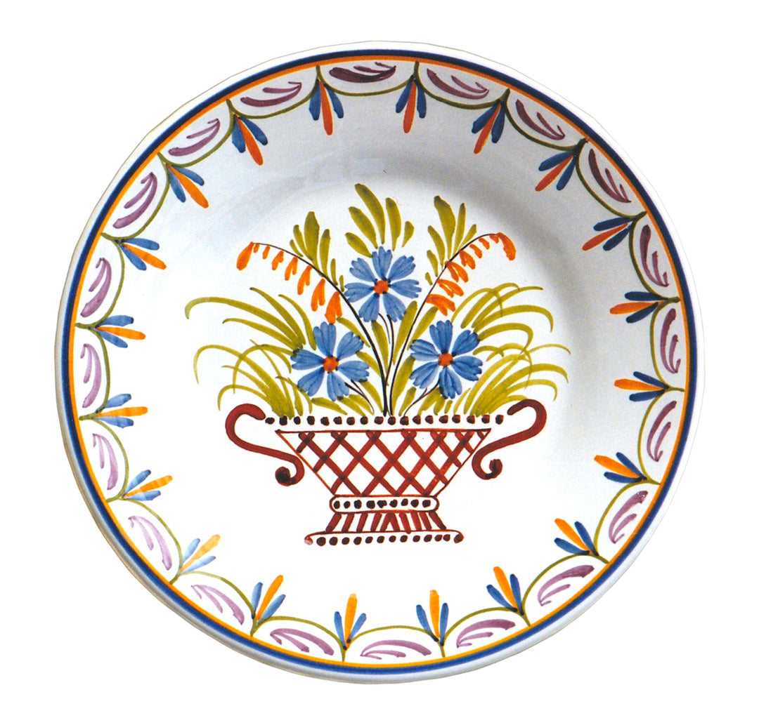 Plain Rim plate with Antique Basket 96 hand painted decoration