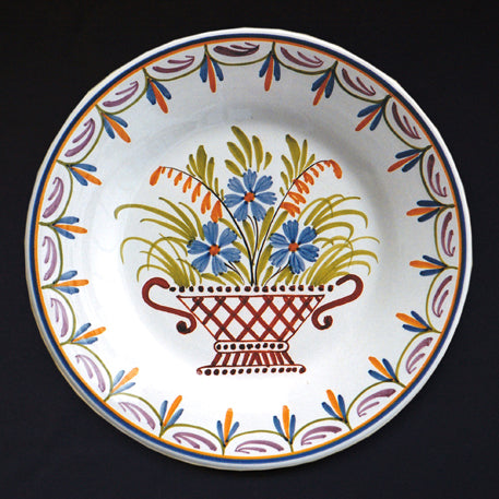 Plain Rim plate with Antique Basket 96 hand painted decoration