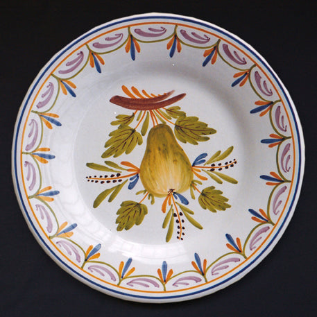 Plain Rim plate with Antique Fruits 3 hand painted decoration