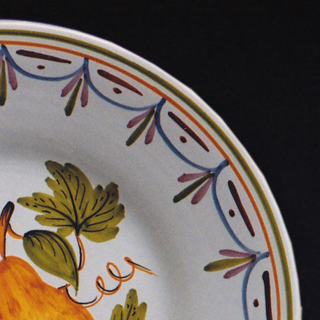 Plain Rim plate with Antique Fruits 76 hand painted decoration