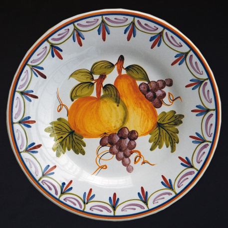 Plain Rim plate with Antique Fruits 77 hand painted decoration