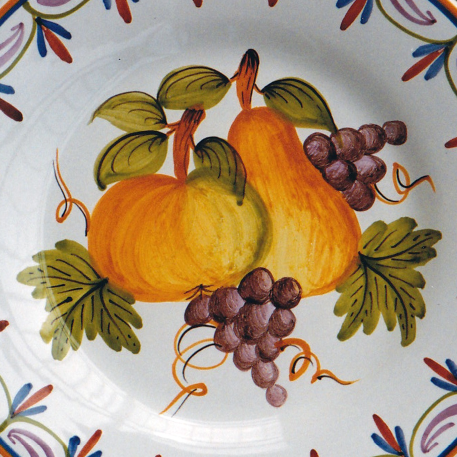 Plain Rim plate with Antique Fruits 77 hand painted decoration