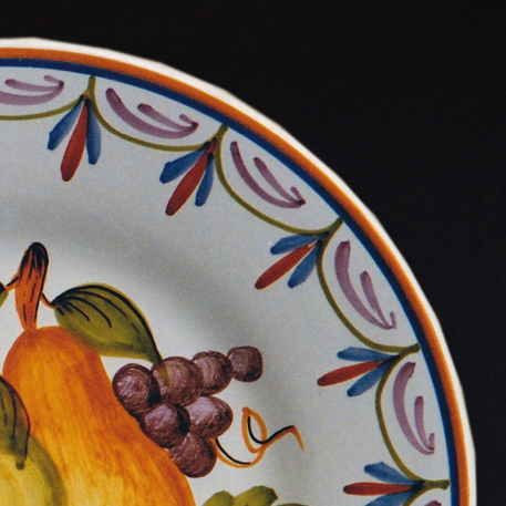 Plain Rim plate with Antique Fruits 77 hand painted decoration