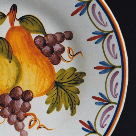 Plain Rim plate with Antique Fruits 77 hand painted decoration