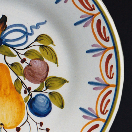 Plain Rim plate with Antique Fruits 78 hand painted decoration