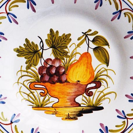Plain Rim plate with Antique Fruits 80 hand painted decoration