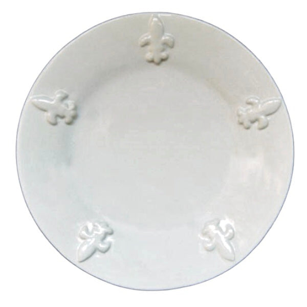Plain Rim plate with Fleur de lys motif in white