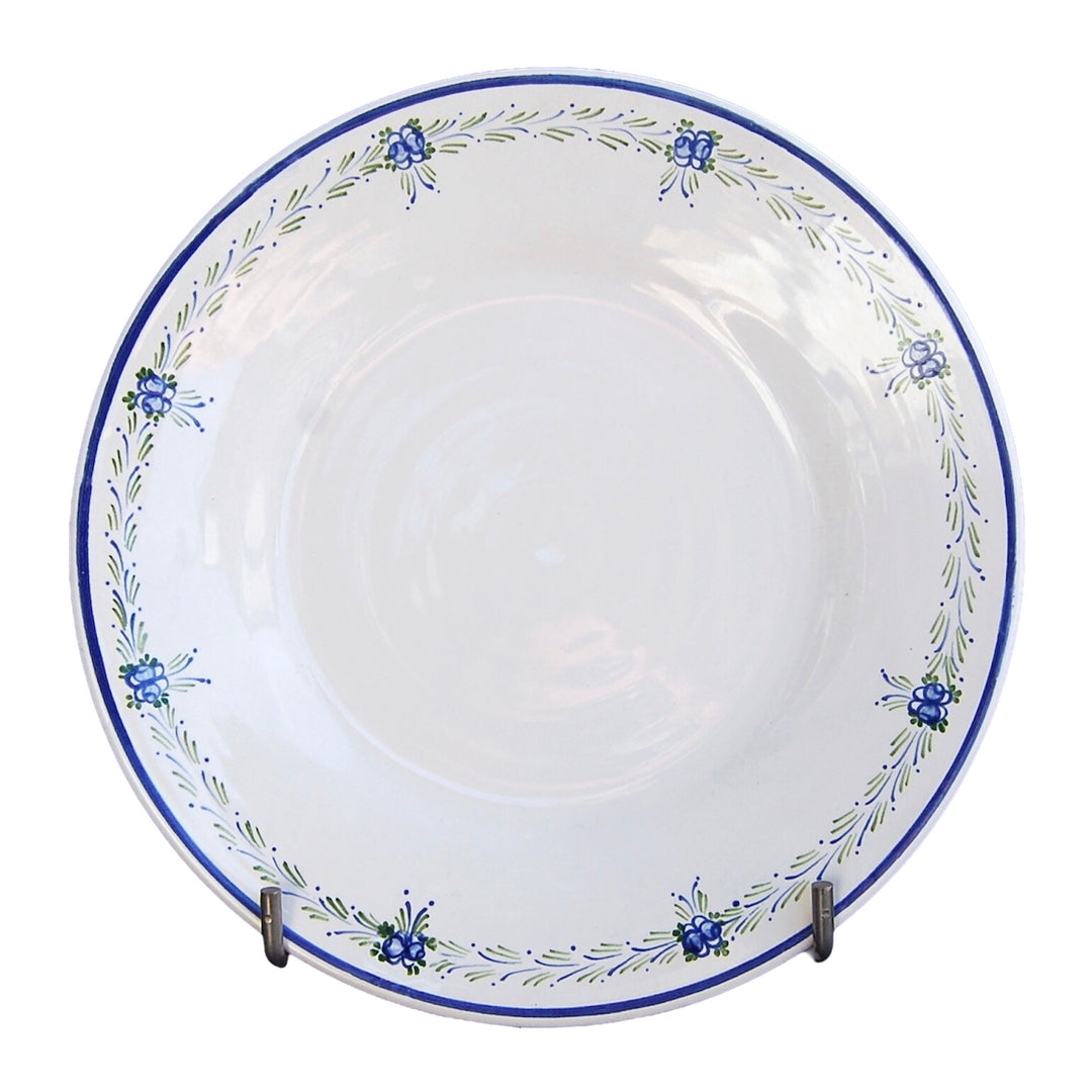 Plain Rim plate with Romantique 6 Blue Green hand painted decoration