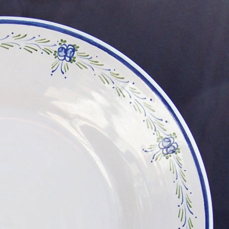 Plain Rim plate with Romantique 6 Blue Green hand painted decoration
