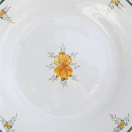 Plain Rim plate with Romantique 7 Orange Green hand painted decoration