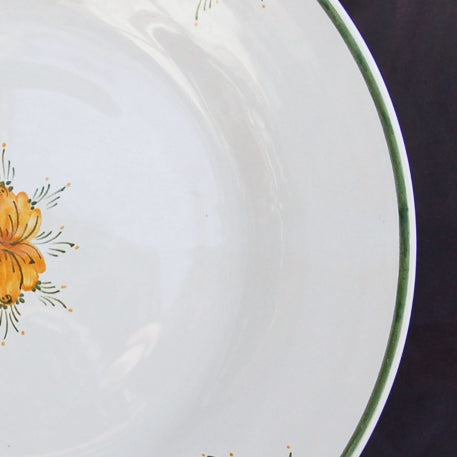 Plain Rim plate with Romantique 7 Orange Green hand painted decoration