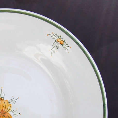 Plain Rim plate with Romantique 7 Orange Green hand painted decoration