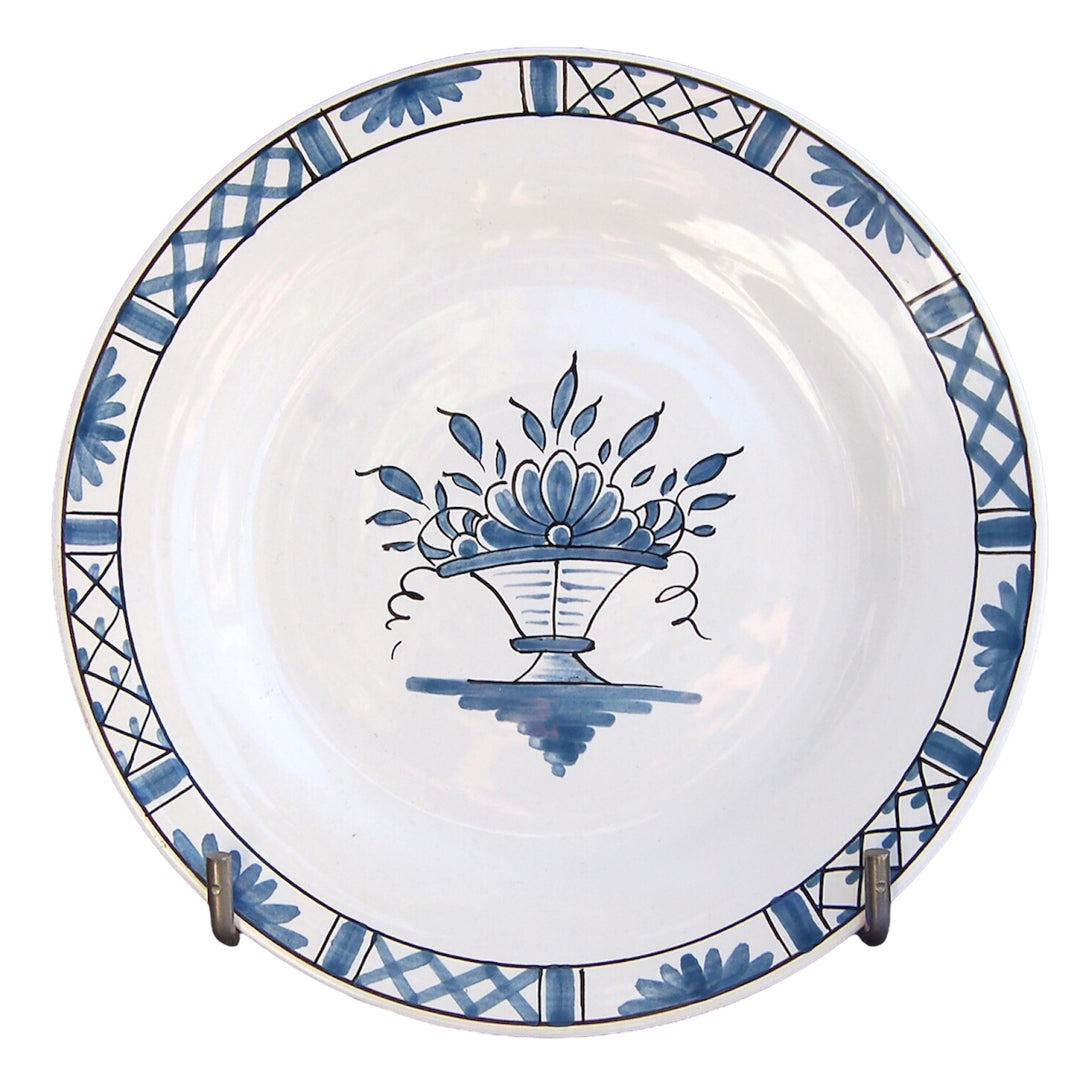 Plain Rim plate with Rouen Basket Prouet blue hand painted decoration