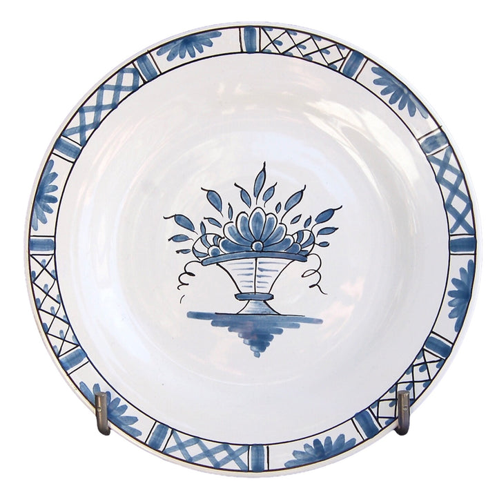 Plain Rim plate with Rouen Basket Prouet blue hand painted decoration