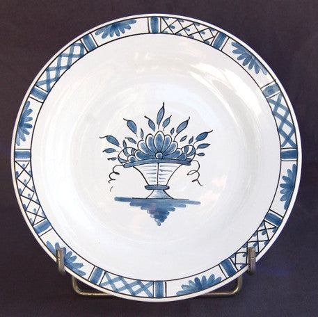 Plain Rim plate with Rouen Basket Prouet blue hand painted decoration