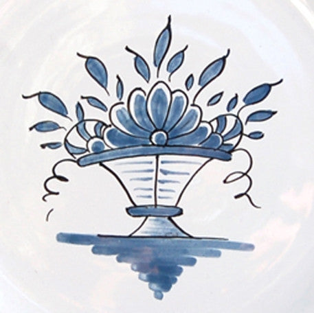 Plain Rim plate with Rouen Basket Prouet blue hand painted decoration