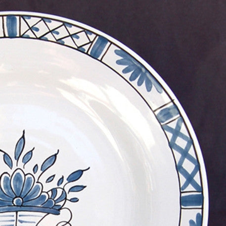 Plain Rim plate with Rouen Basket Prouet blue hand painted decoration