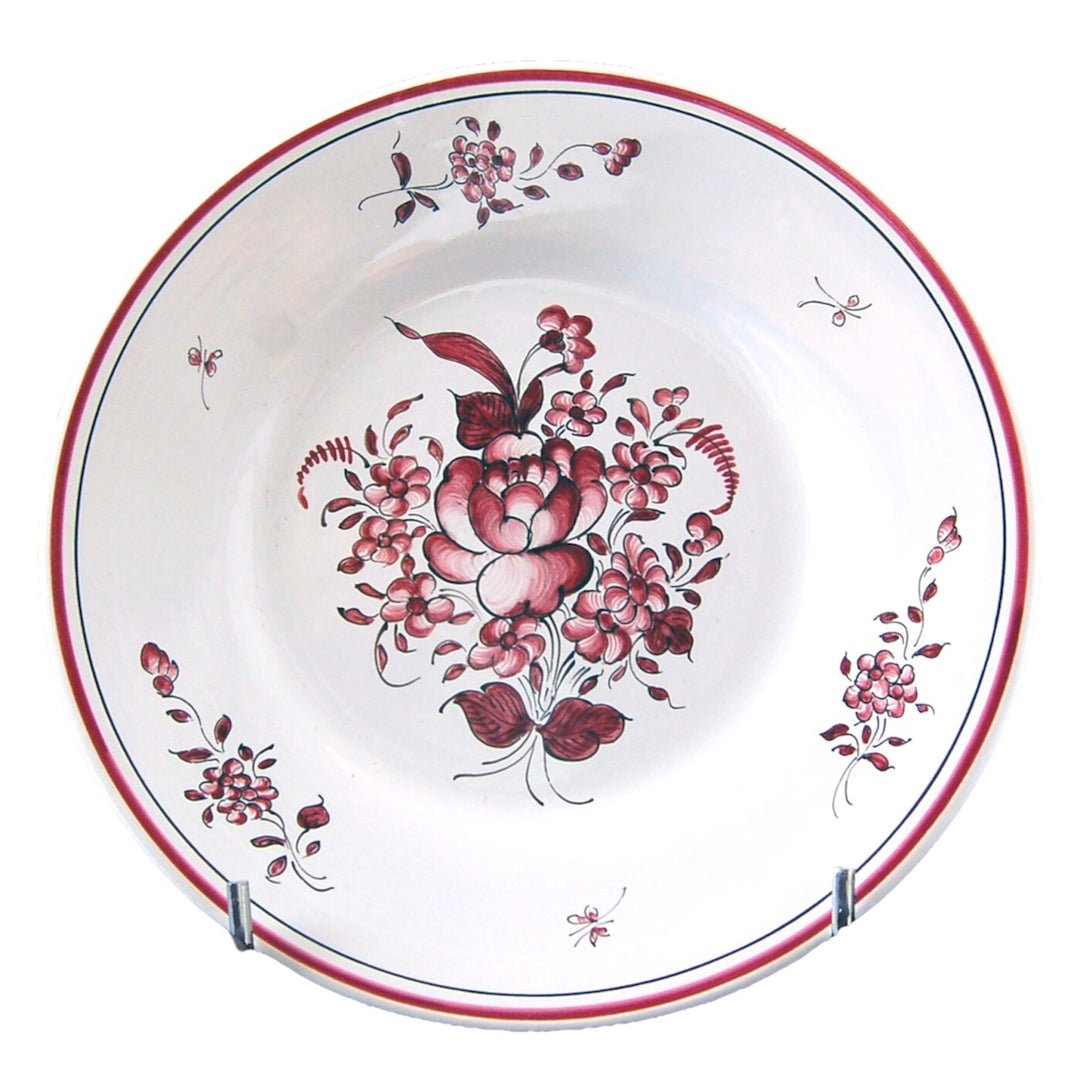 Plain Rim plate with Strasbourg 2 monochrome raspberry hand painted decoration
