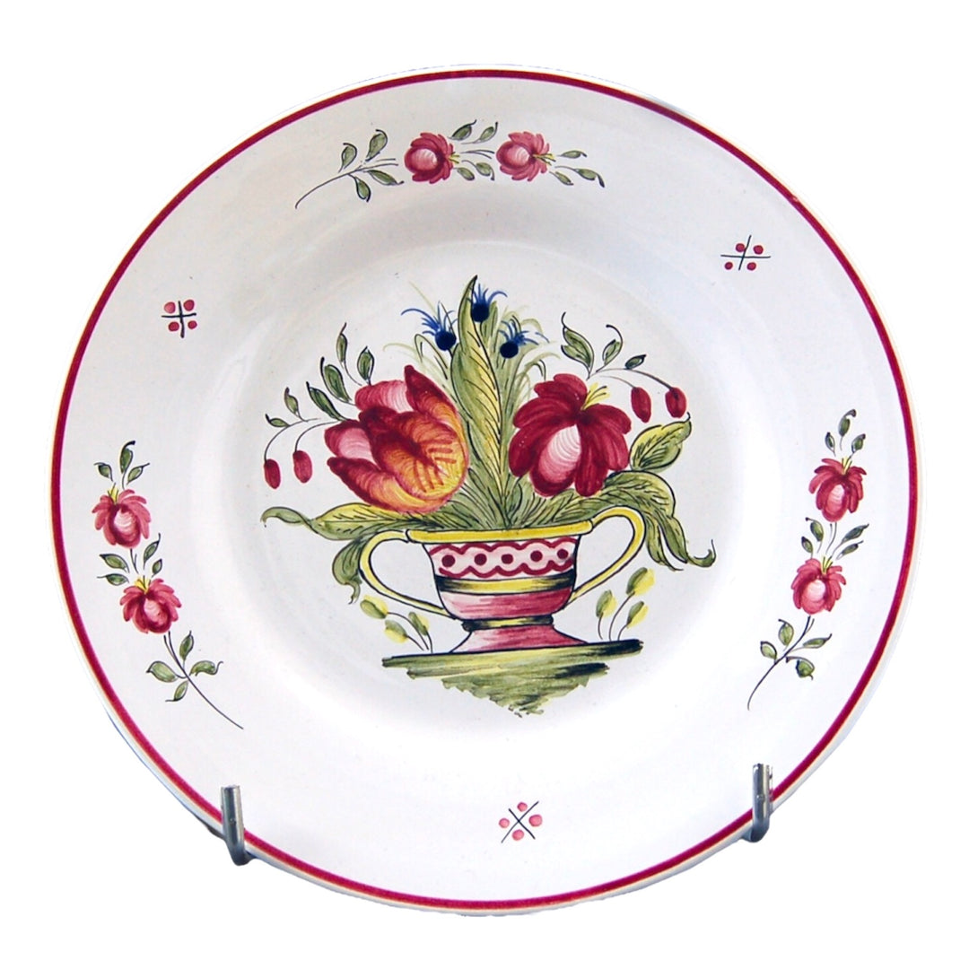 Plain Rim plate with Strasbourg Flower basket with hand painted decoration