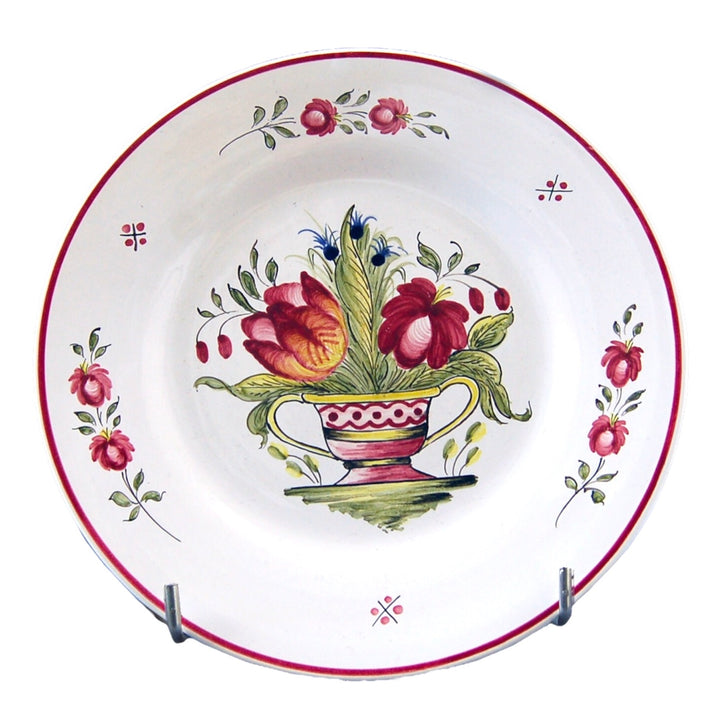 Plain Rim plate with Strasbourg Flower basket with hand painted decoration