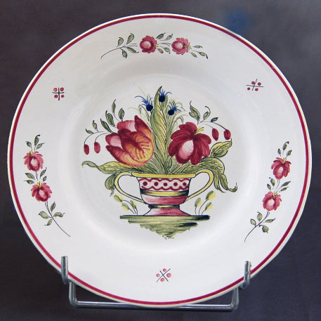 Plain Rim plate with Strasbourg Flower basket with hand painted decoration