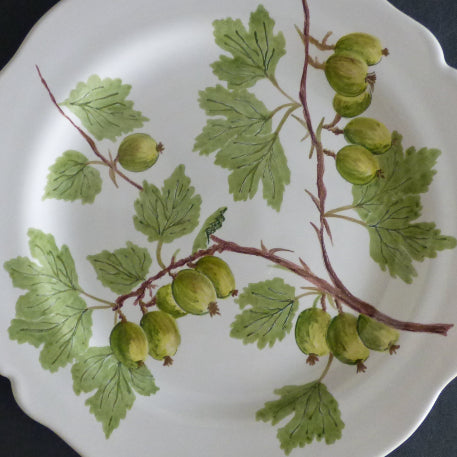 Feston Plate with hand painted Pouplard Groseille à maquereau decoration