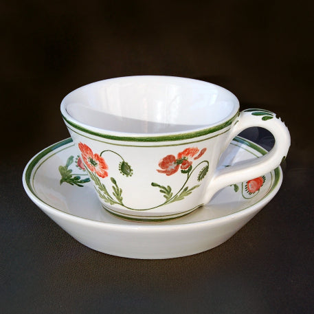 Tasse et soucoupe Pointu avec décor peint à la main Coquelicots 2