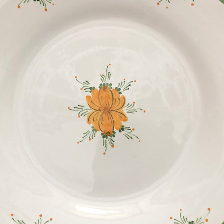 Feston plate with Romantique 7 Orange Green hand painted decoration