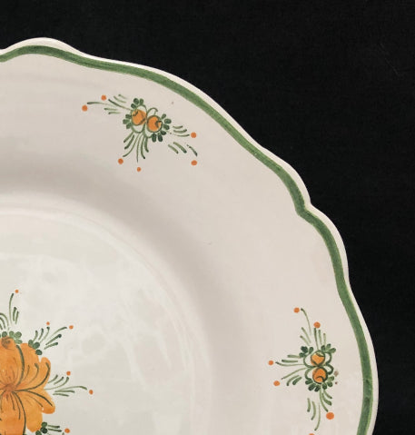 Feston plate with Romantique 7 Orange Green hand painted decoration