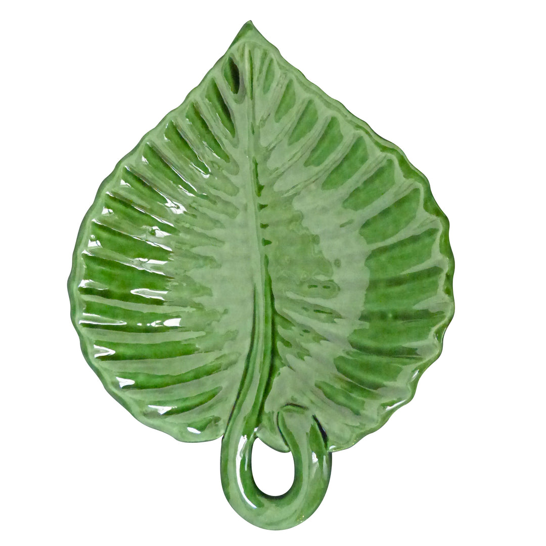 Ribbed leaf with stem plate in green