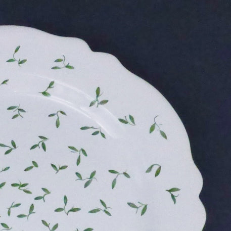 Assiette Feston avec décor peint à la main Semis vert