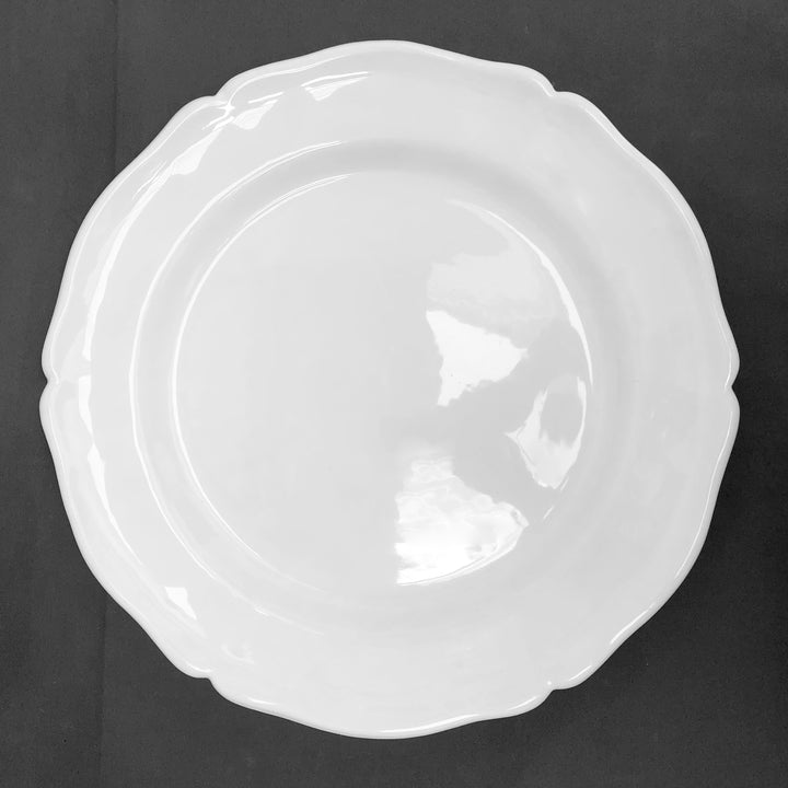 Scalloped Edge Round Feston serving plate in white