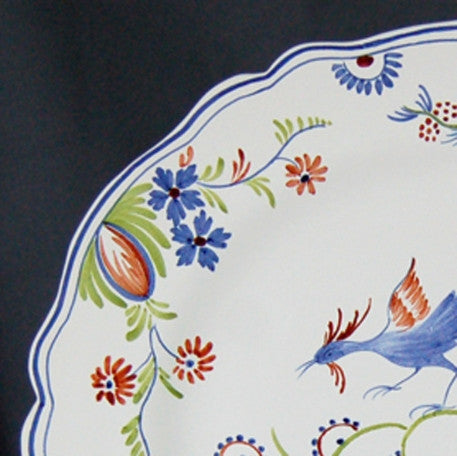 Scalloped Edge Round Feston serving plate with La Rochelle polychrome decor