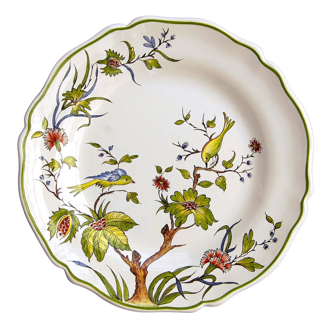 Scalloped Edge Round Feston serving plate with St Omer tree polychrome decor