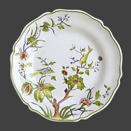 Scalloped Edge Round Feston serving plate with St Omer tree polychrome decor